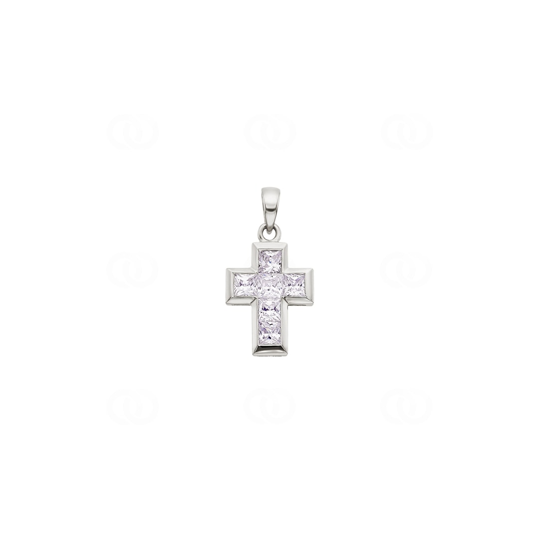 Anhänger 750/18 K Weissgold Kreuz mit Zirkonia