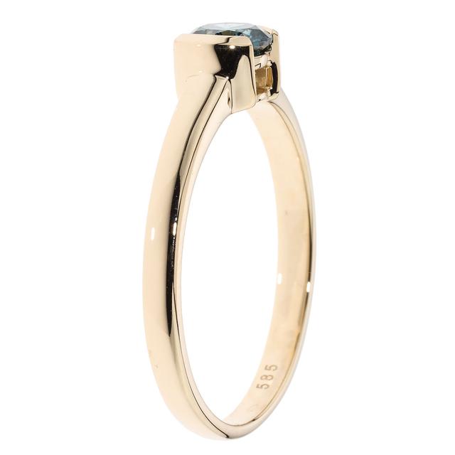 Solitär-Ring, Blauer Brillant, Zertifikat, Gold 585