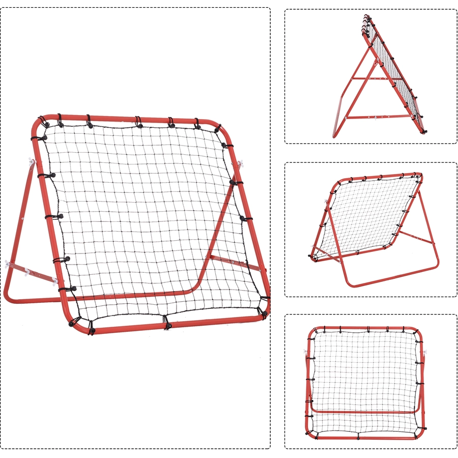 HOMCOM Fußball Rebounder mit verstellbaren Winkeln rot