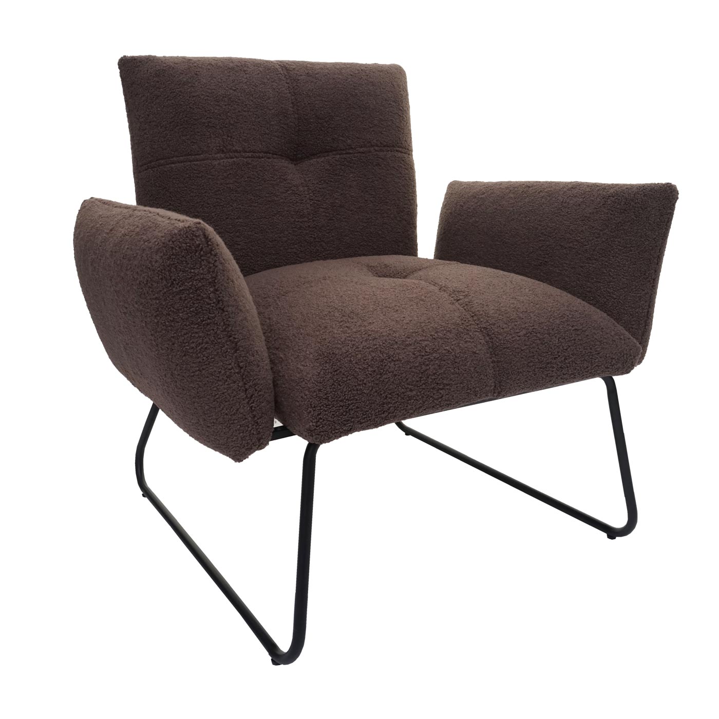 Lounge-Sessel MCW-K34, Cocktailsessel Sessel, Bouclé Stoff/Textil MVG-zertifiziert ~ braun