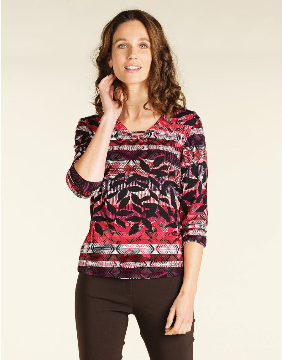T-shirt rose feuillage