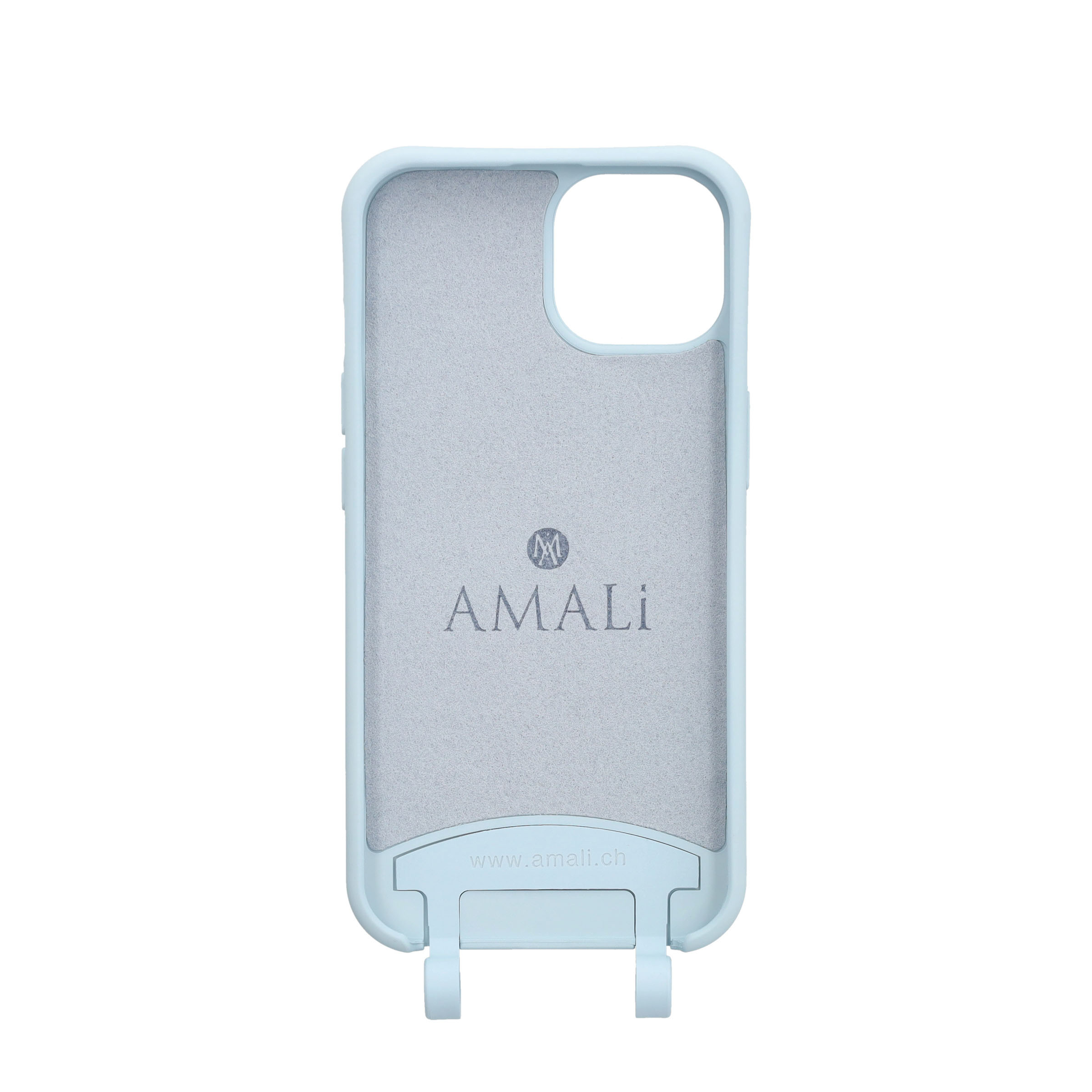 iPhone 14 Handy Hülle Elegantes Case mit abnehmbarem Necklace Adapter - Light Blue / Silver