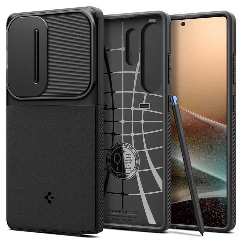 Samsung Galaxy S25 Ultra Optik Armor Hybrid Case Hülle mit Cam-Slider (ACS08969) - Schwarz