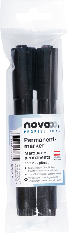 novooo Permanent Marker, 2 Stück, schwarz