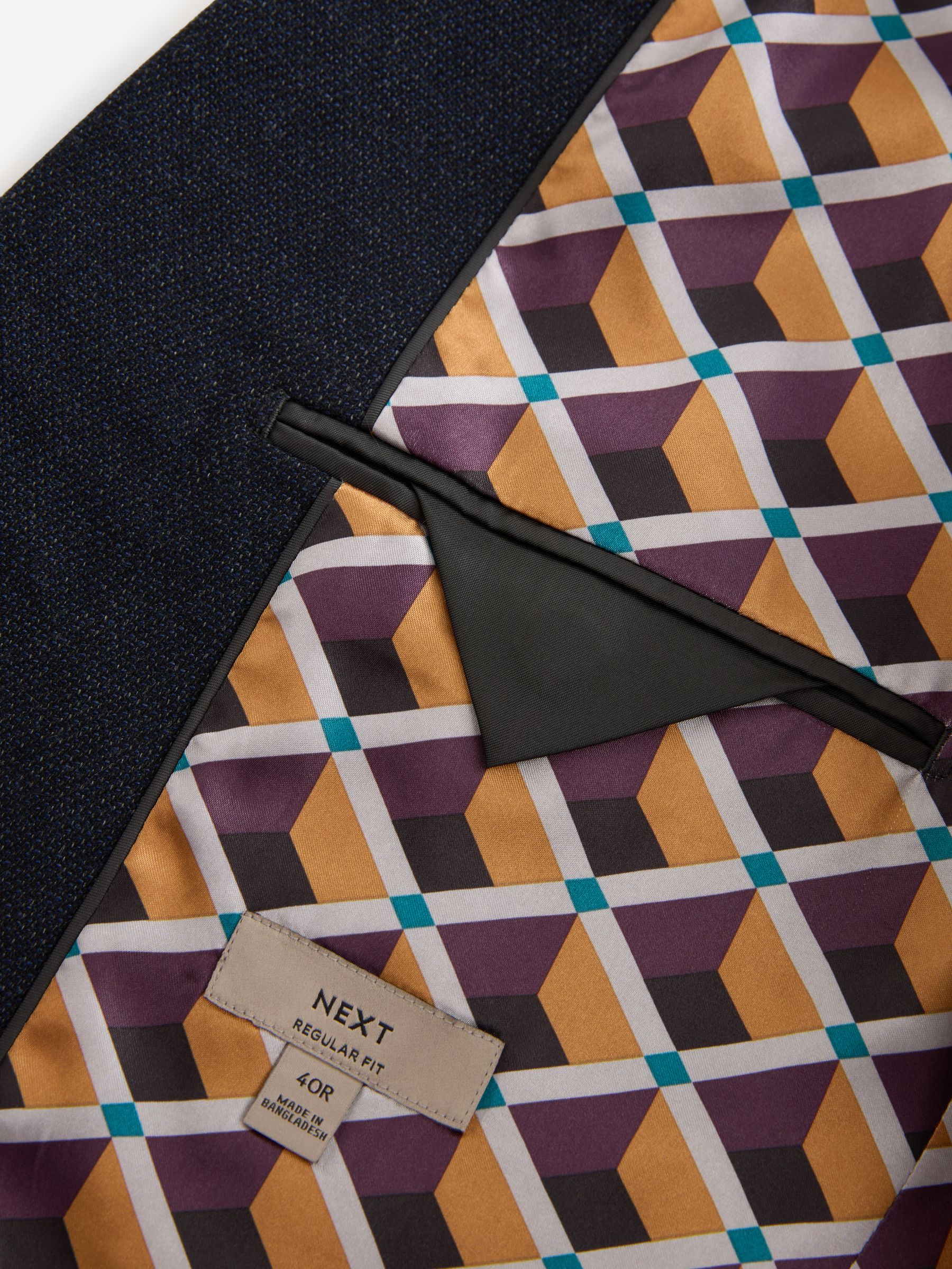 Donkerblauw - Normale Pasvorm - Modieuze blazer met textuur
