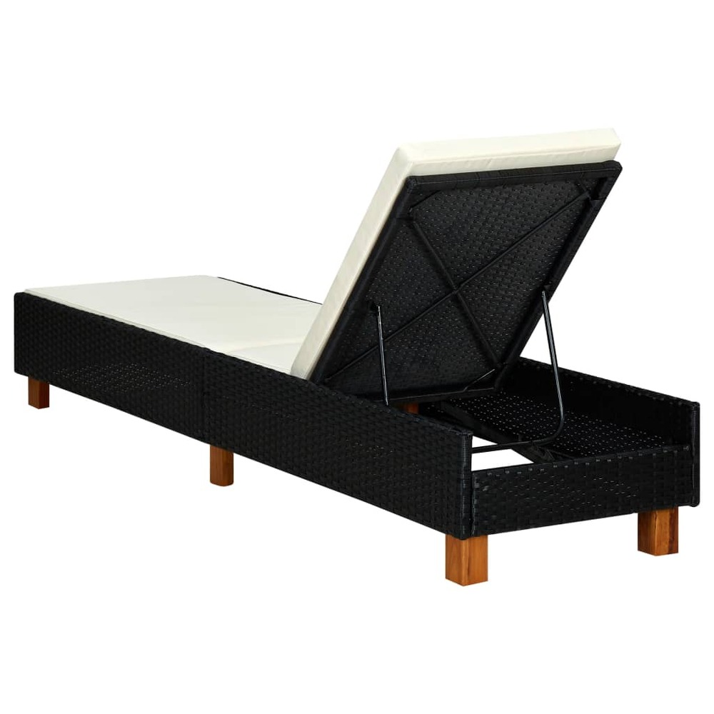 Transat avec coussin résine tressée noir