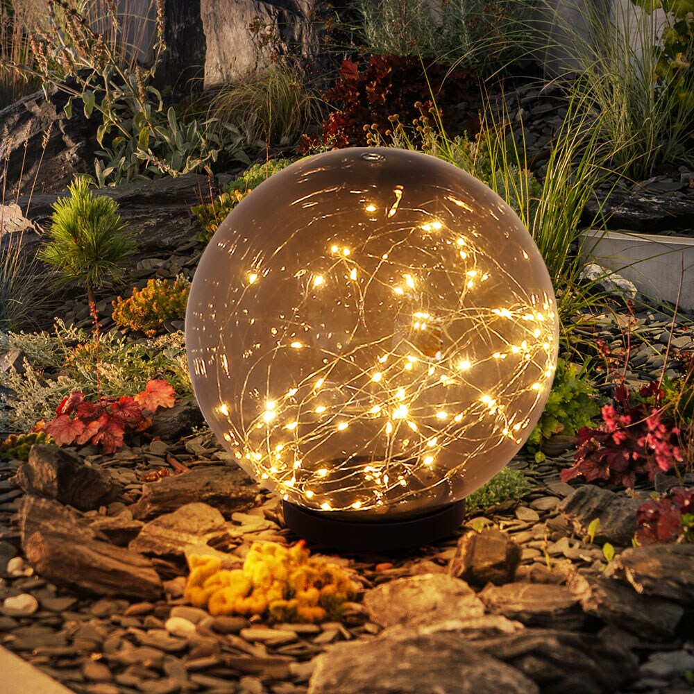 LED Solarlampe, Kugel-Form, Lichterkette, H 36 cm