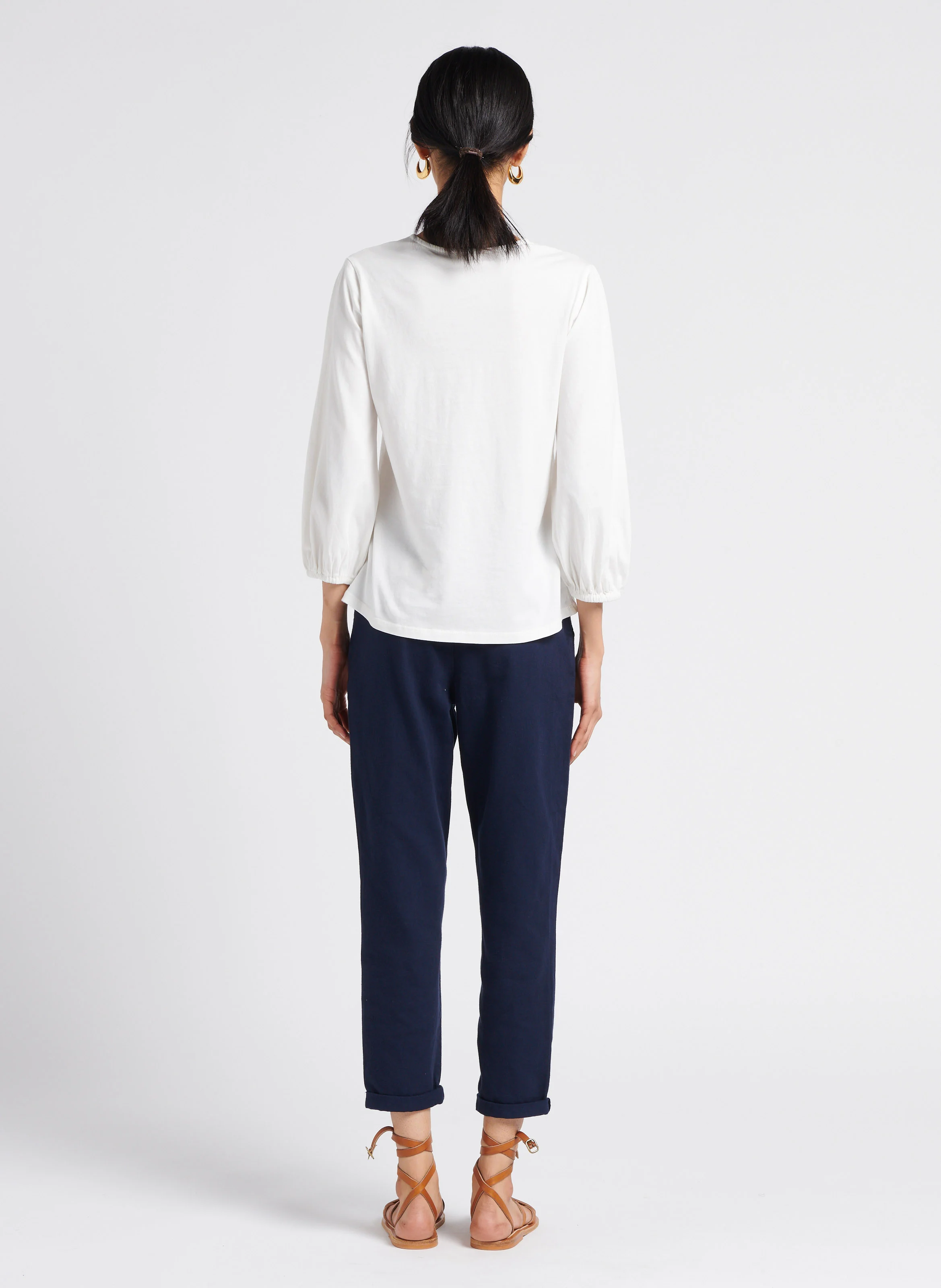 SABIL - Pantalon chino 7/8ème en coton| Bleu