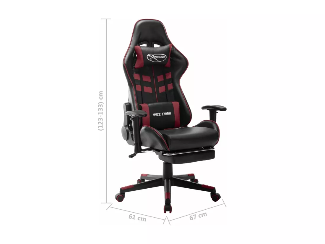 Chaise de jeu avec repose-pied Noir et bordeaux Cuir artificiel
