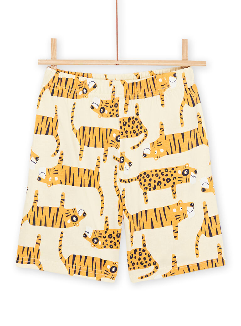 Pyjama jaune pâle à motifs et imprimé tigres