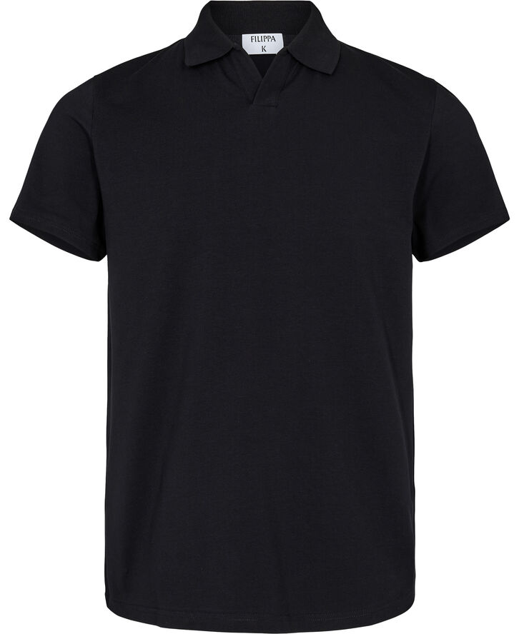 Filippa K Stretch Cotton Polo T-Shirt Black