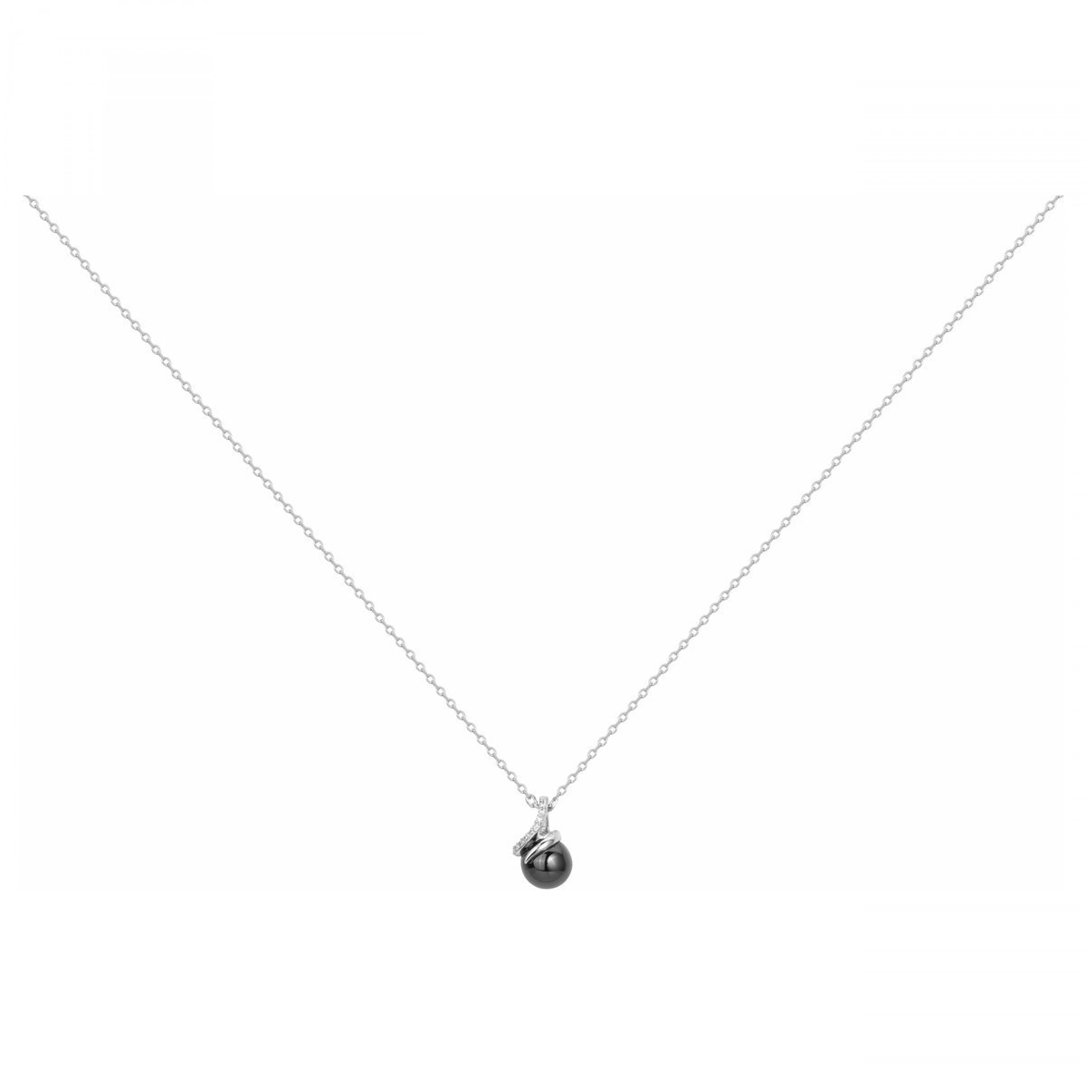 Collier mono-motif en Argent 925 millièmes et céramique - blanc brillant