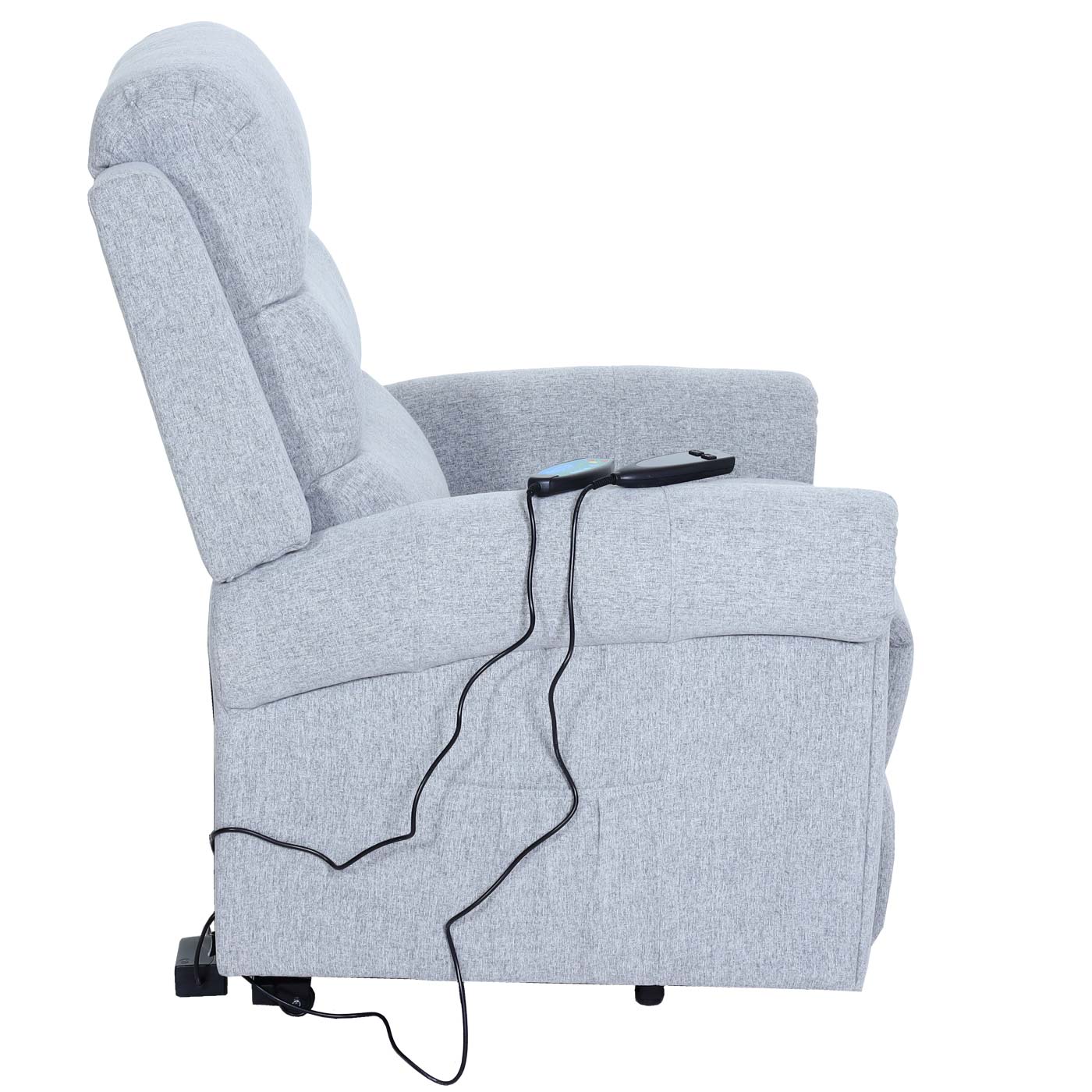 Fernsehsessel MCW-K63, Relaxsessel Sessel, Liegefunktion Aufstehhilfe Massage Heizfunktion, Stoff/Textil ~ hellgrau