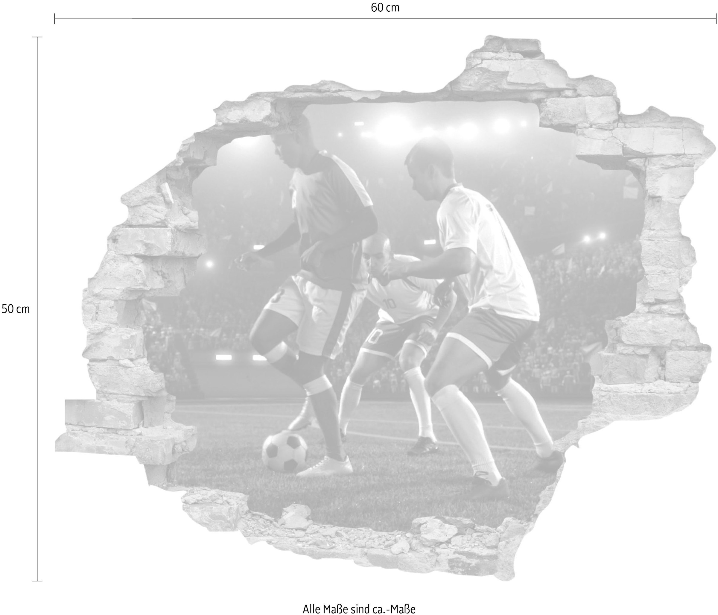 queence Wandtattoo »Fussball« Wandsticker, Wandbild, selbstklebend, 3D, Wanddurchbruch