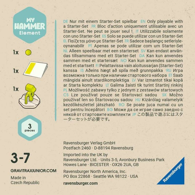 Ravensburger - GraviTrax Junior Element Hammer - Knikkerbaan - Kunststof