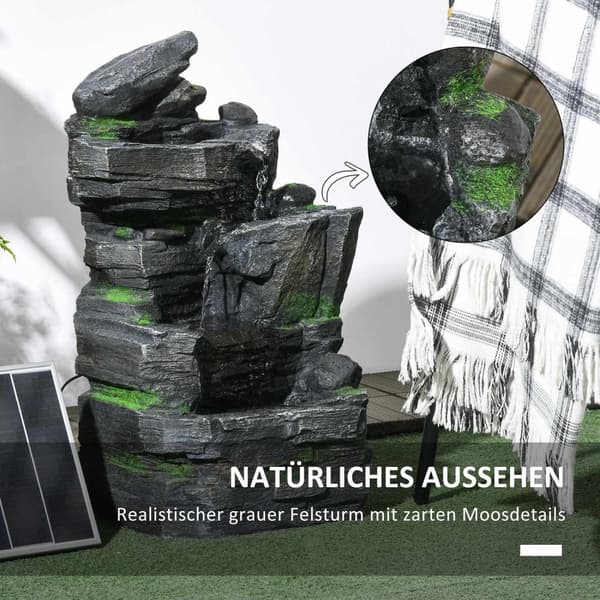 Hagefontene Solarfontene 4 Nivåer Led-Belysning Dekorativ Fontene Hagebalkong Syntetisk Harpiks 34X28X57Cm