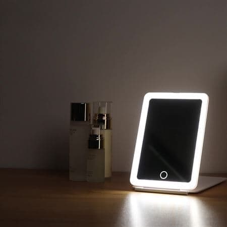UNIQ Sammenleggbar Oppladbar LED-speil - Vanity Reisespeil - Hvit
