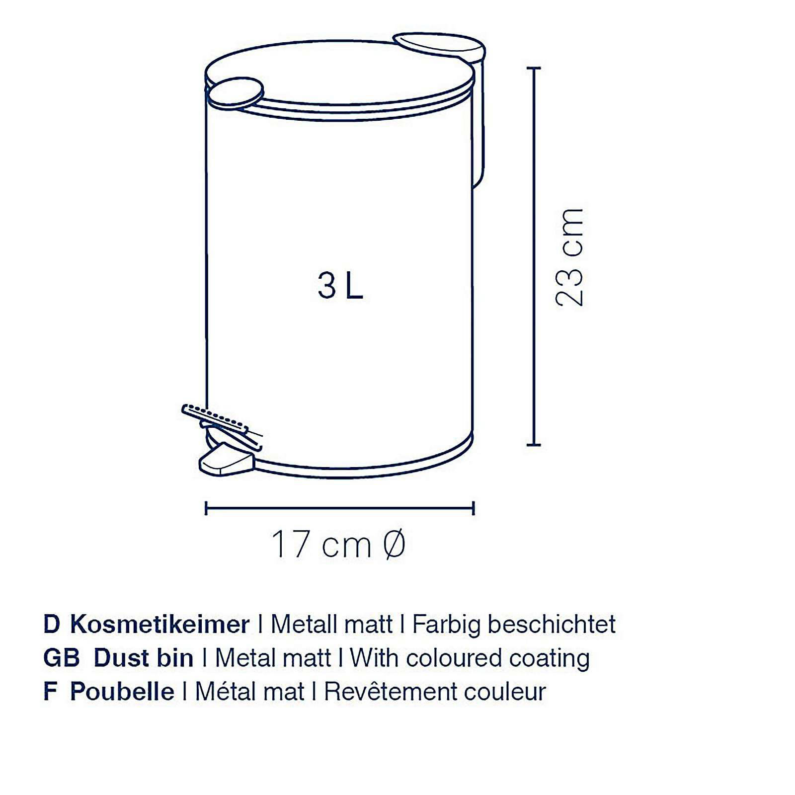 Kela prullenbak Mats met pedaal (3 liter) (17x23 cm)