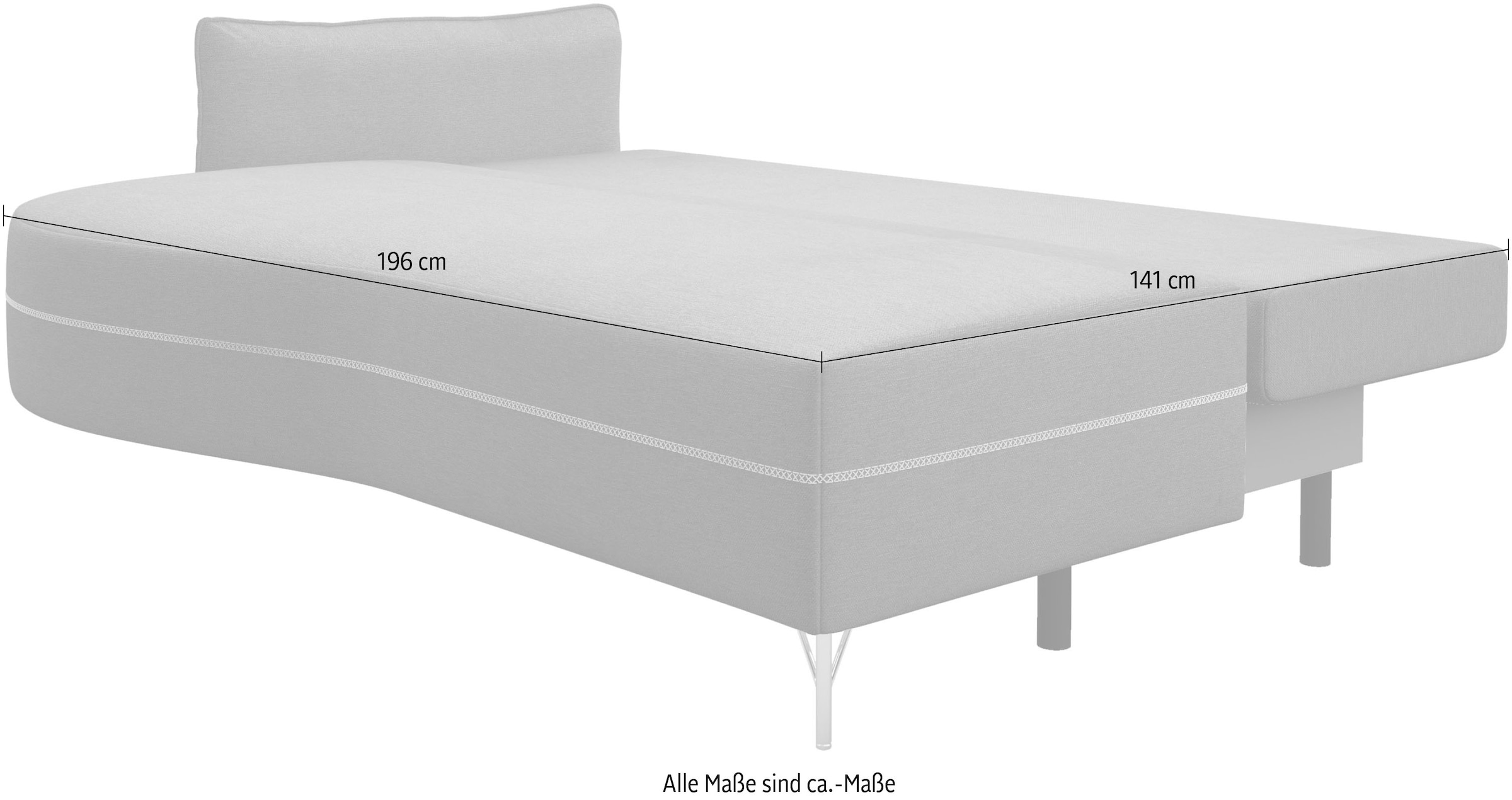 exxpo - sofa fashion Loungesofa »Ortis mit toller Kontrastnaht, Solitärmöbel, bequem, schmale Armlehne« Schlafsofa mit Bettfunktion und Bettkasten, komfortabler Federkern