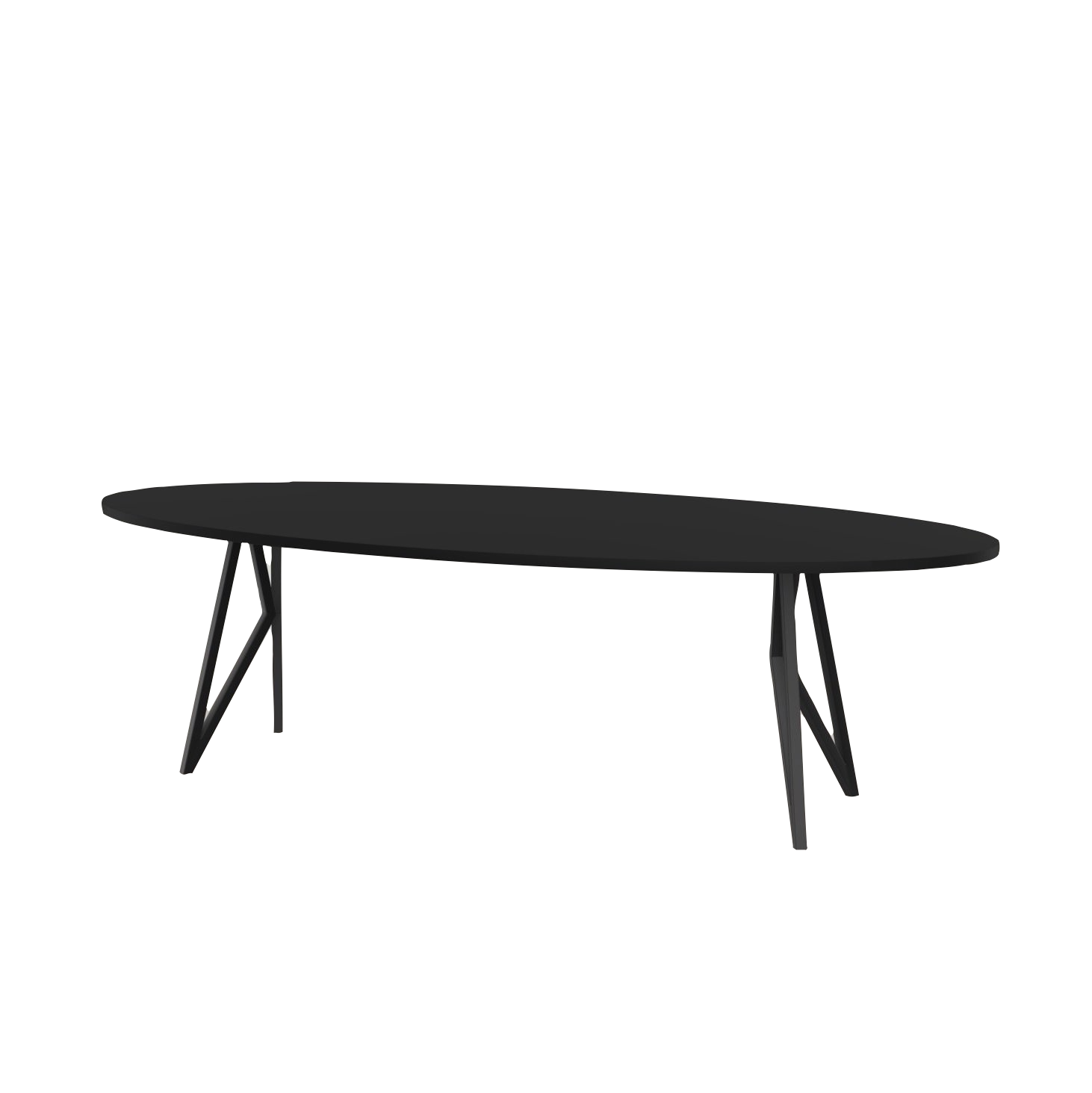 Studio HENK tafel Butterfly Ovaal - zwart frame, HPL Fenix nero ingo 240 x 120 | HPL Fenix Nero Ingo | Rechte Rand | Frame Zwart