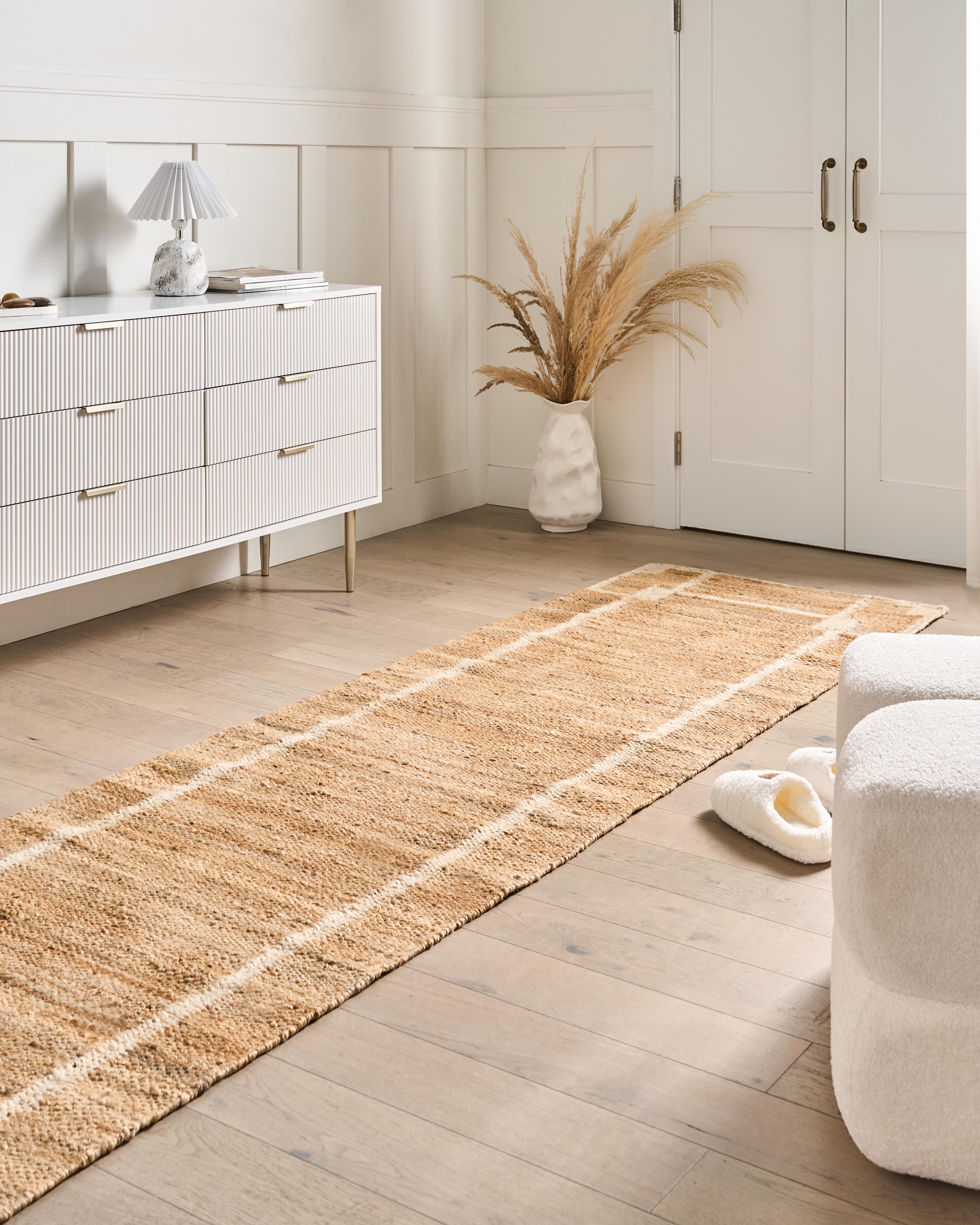 Vloerkleed GONDIA Lichtbeige 80 x 300 cm Jute