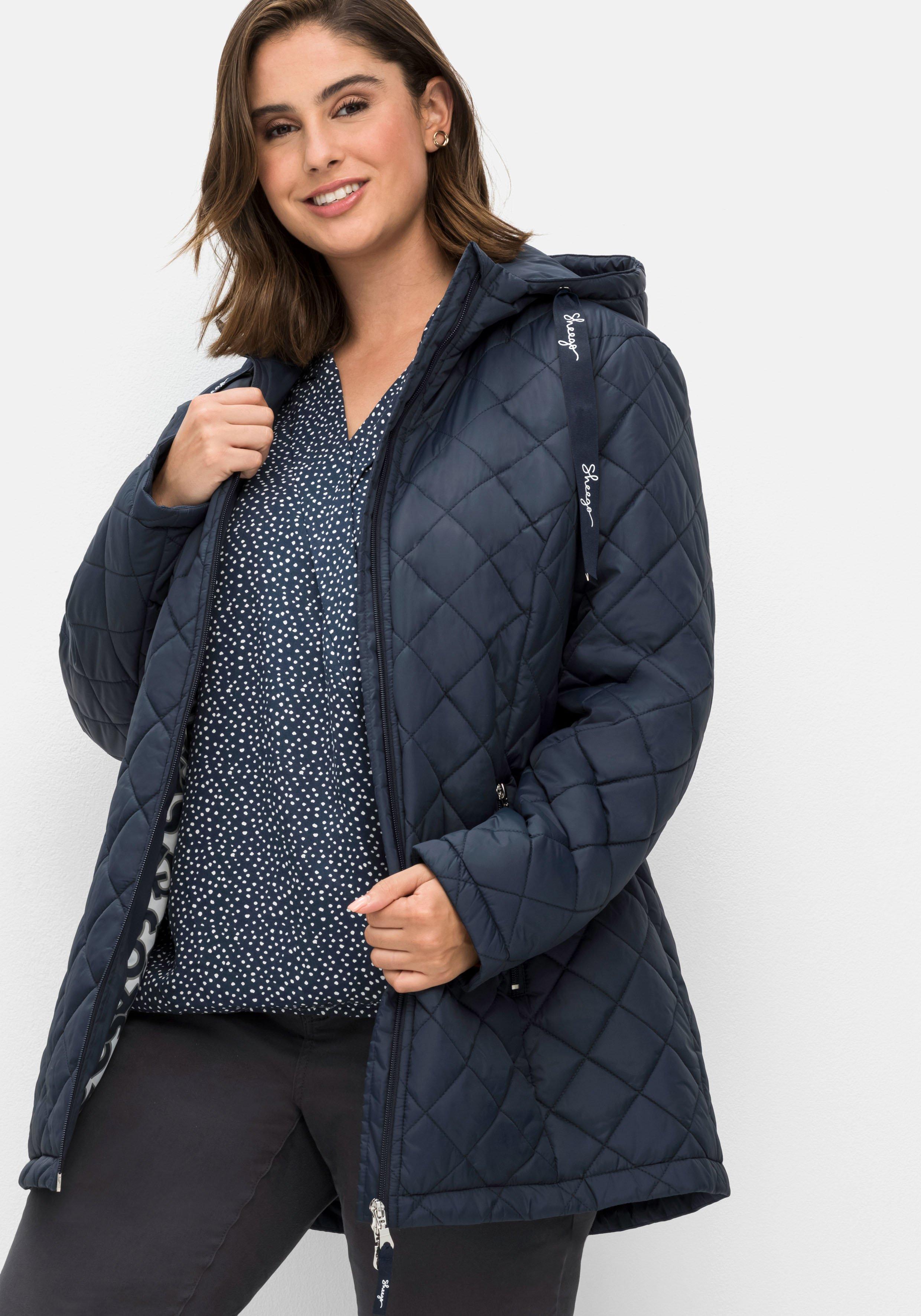 Steppjacke mit Kapuze und bedrucktem Futter