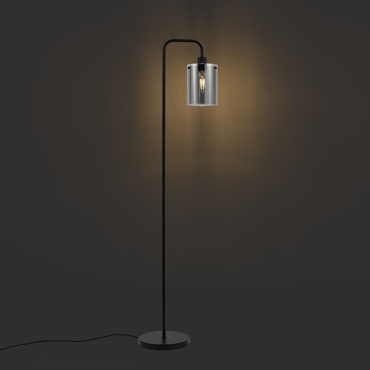 Design vloerlamp zwart met smoke glas - Domo