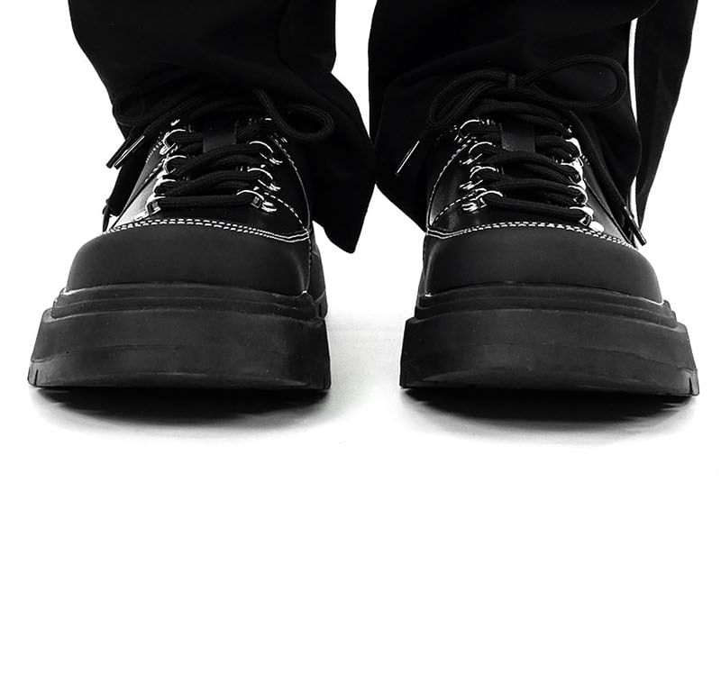 Malnia Home - Contrasterende stiksels Platform Veterschoenen
