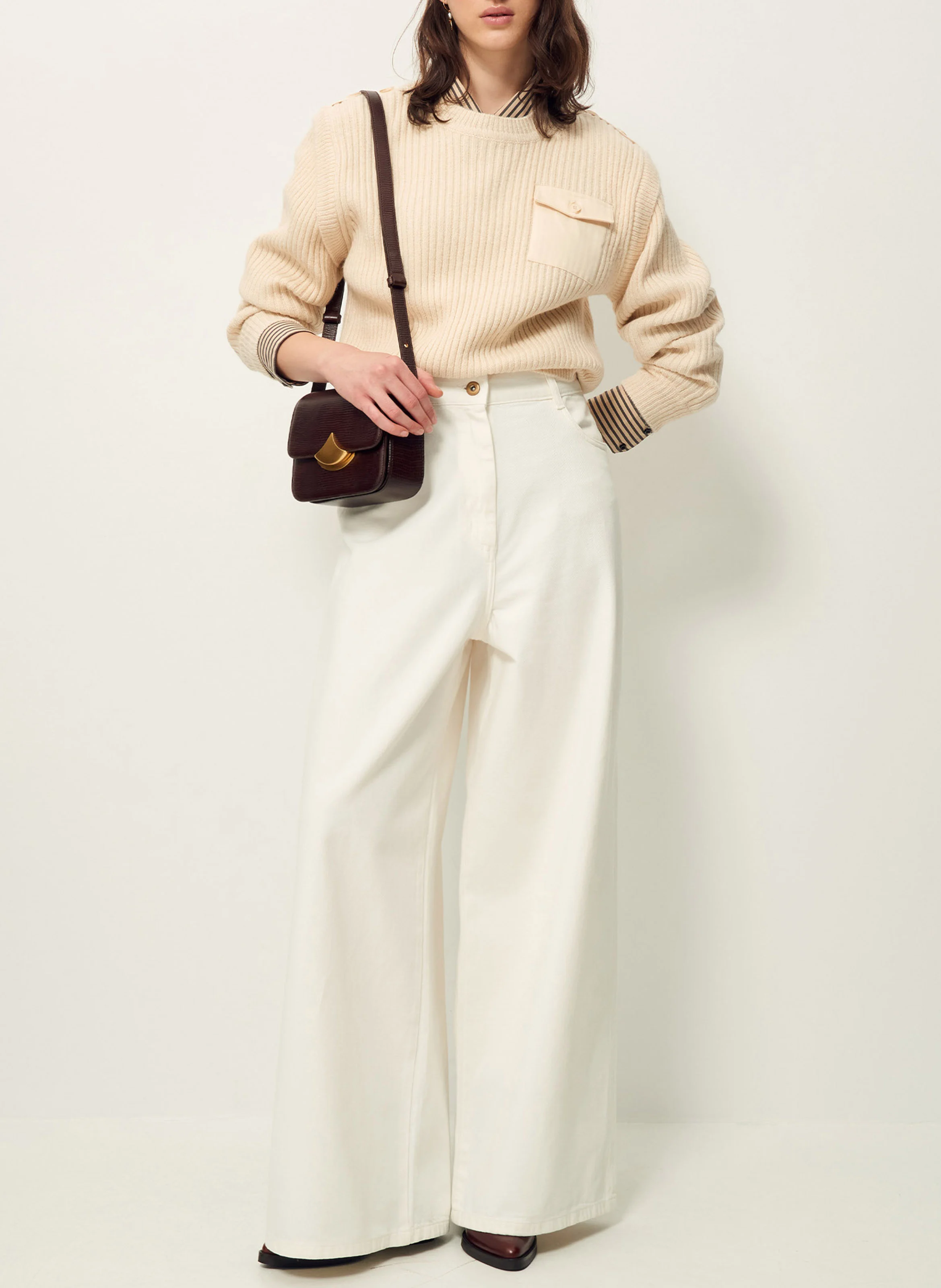 HONORIUS - Pull col rond en laine mélangée | Beige