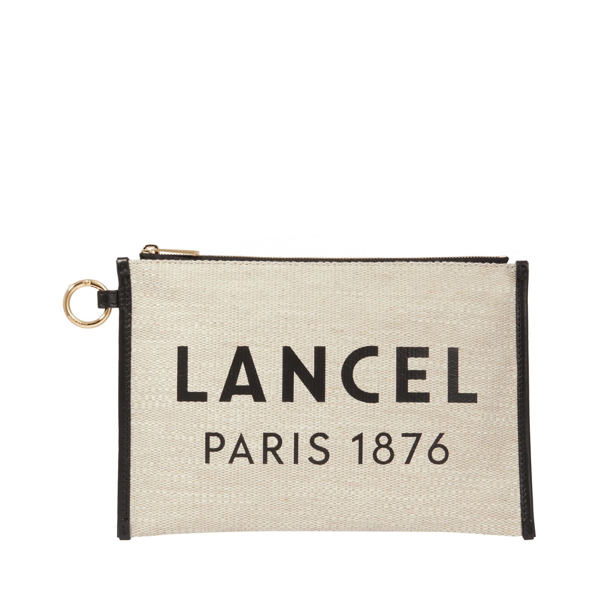 L zipped pouch Summer Tote-Naturel/Noir