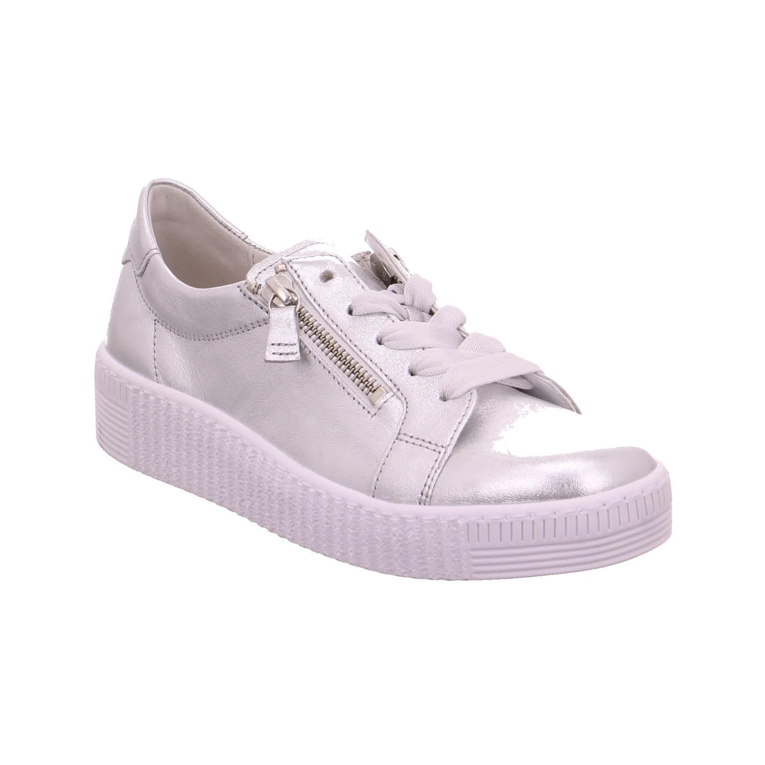 GABOR Sneaker Silber Leder  mit Wechselfussbett