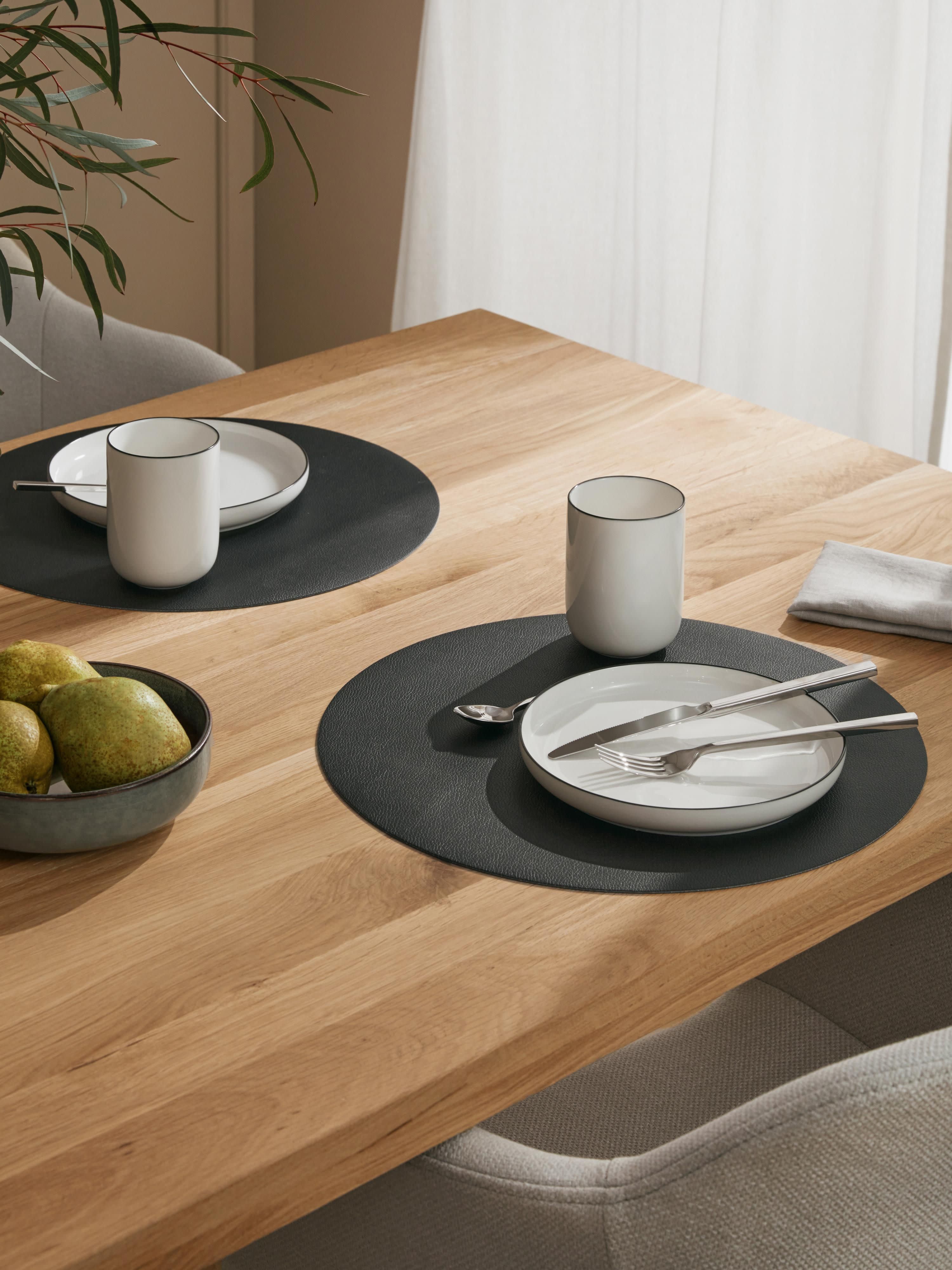 Ronde kunstleren placemats Pik, 2-delig