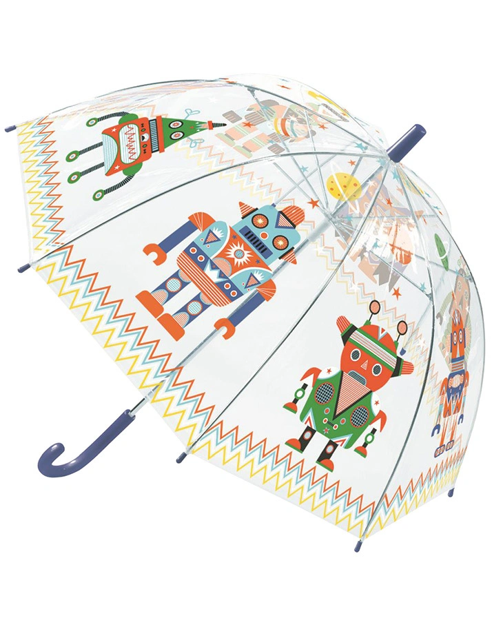 Regenschirm ROBOTER in transparent/bunt