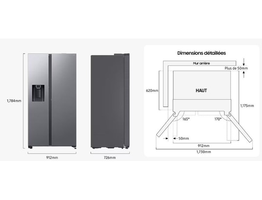SAMSUNG - Réfrigérateur side by side RS80F64KETEF