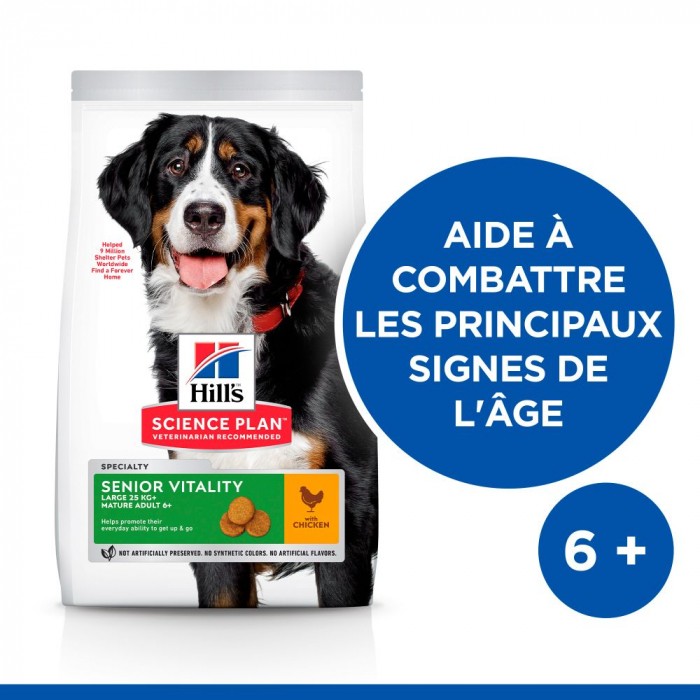 HILL'S Science Plan Senior Vitality Large Mature Adult 6+ au Poulet - Croquettes pour chien
