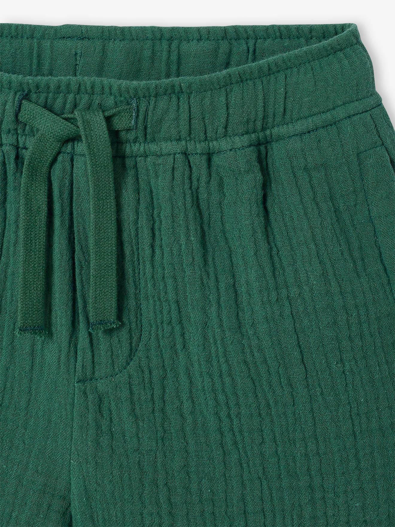 Conjunto: camiseta e shorts em chiffon de algodão verde pinho