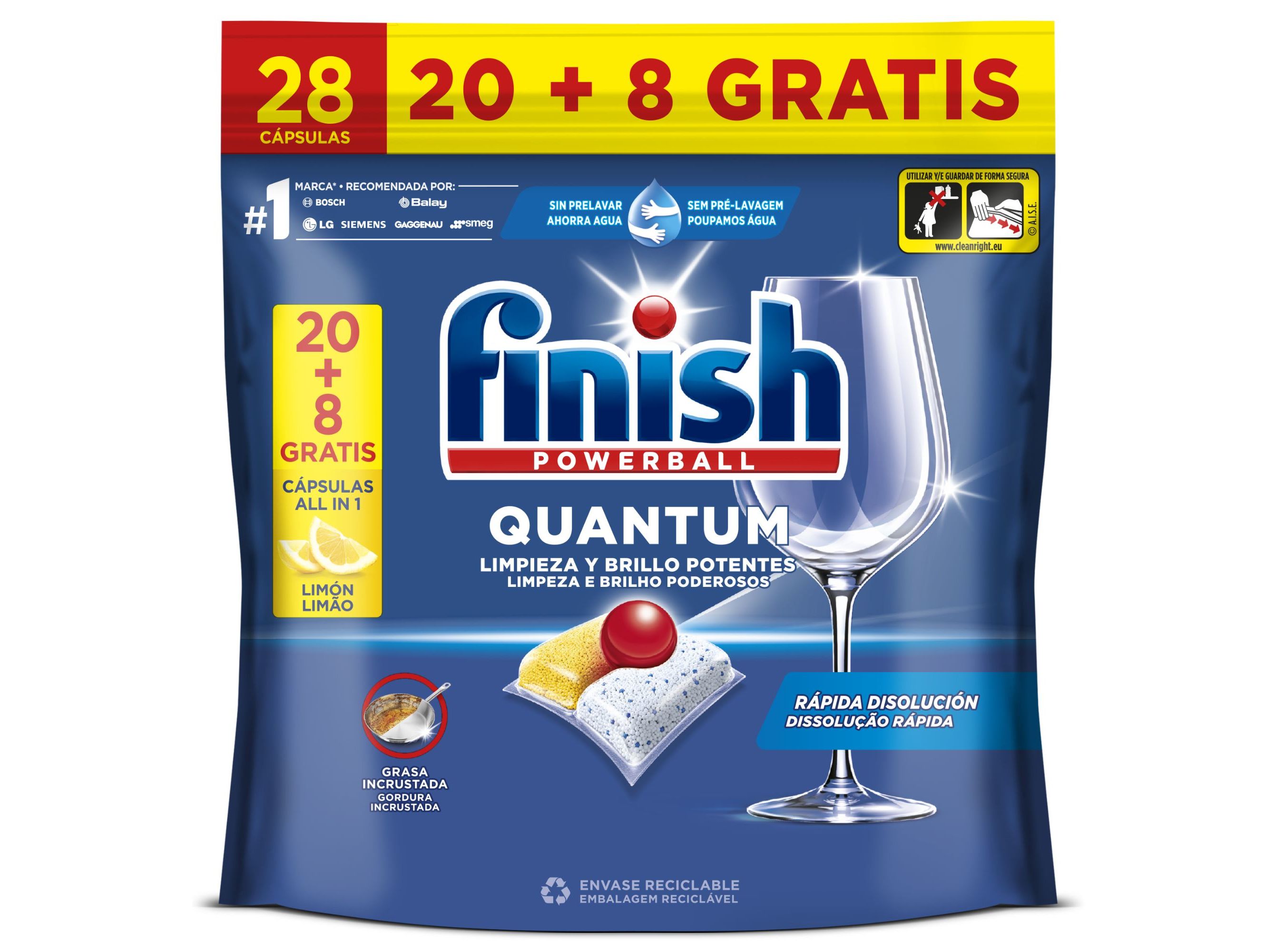 DETERGENTE LOIÇA MÁQUINA FINISH QUANTUM LIMÃO 28PASTILHAS