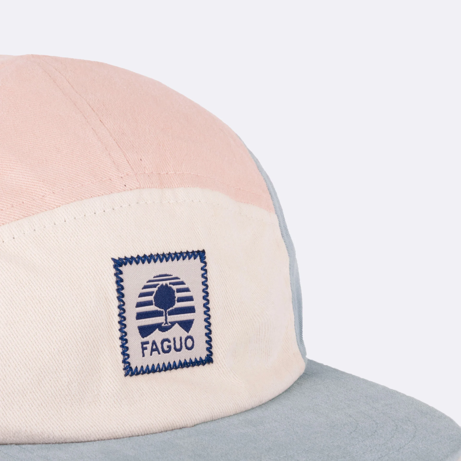 Casquette bleue & rose pâle coton - modèle 5 panel cap
