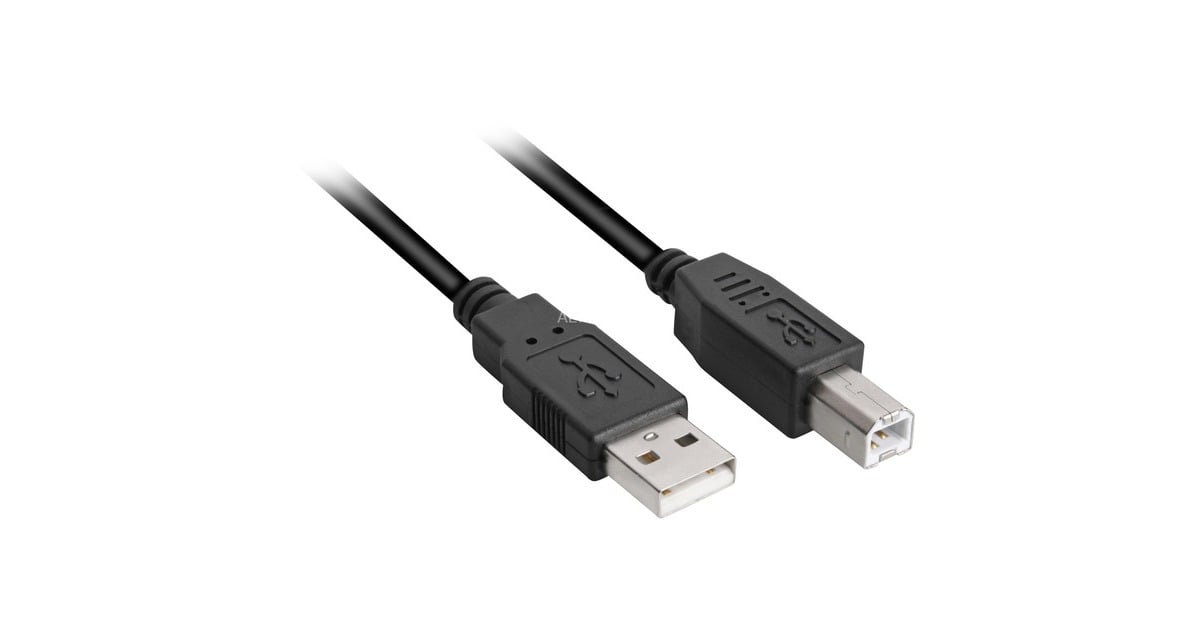 SharkoonUSB-A 2.0 > USB-B kabel  (Zwart, 3 meter)
