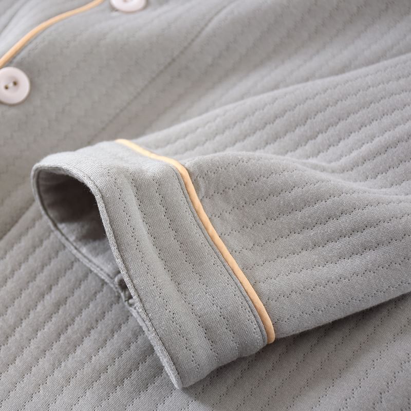 Dogini - Pyjamaset: effen shirt met contrasterende rand + broek