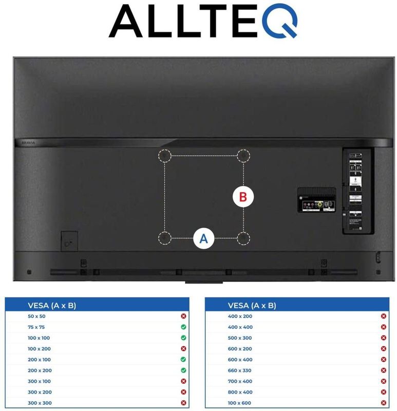 Allteq - Muurbeugel - Zwenkbaar - Kantelbaar - Max 30 kg - 23 t/m 42 inch