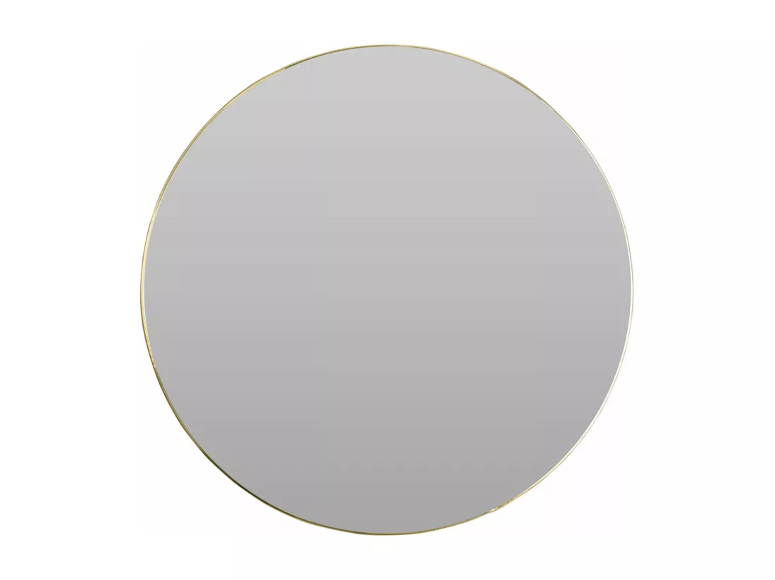 Miroir rond Well Home Ø55cm avec cadre en métal doré et 2 crochets