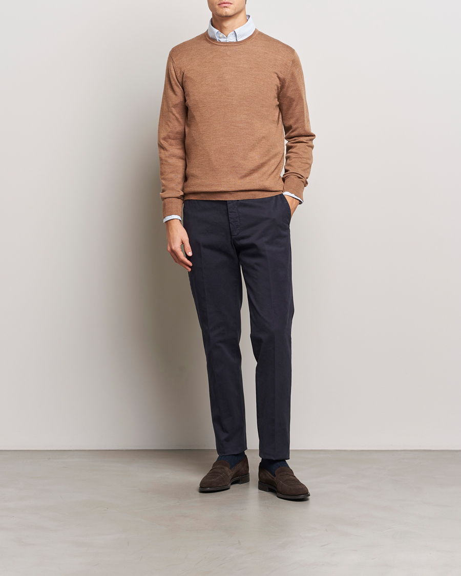 Charles Tyrwhitt Pure Merino Crew Neck Jumper Sand