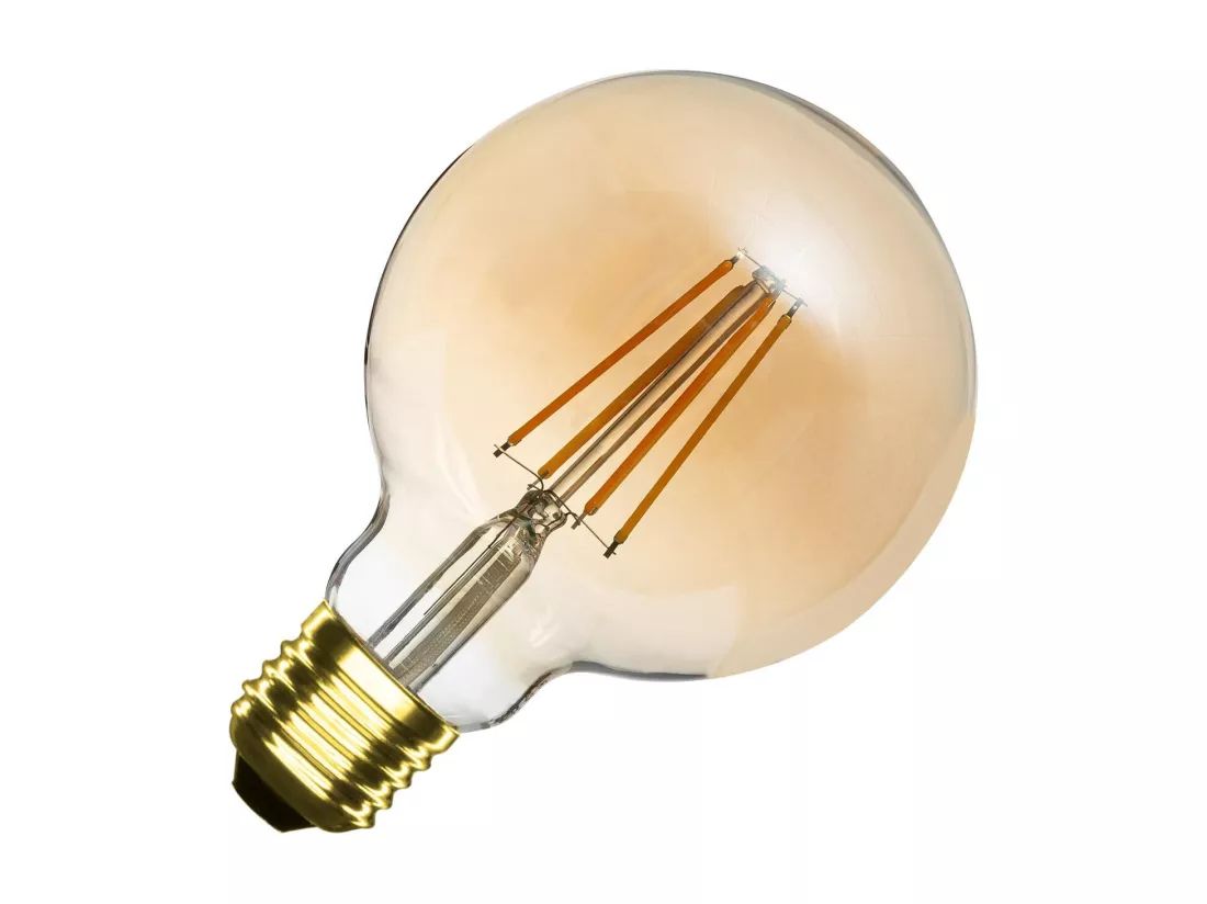Ampoule LED Filament E27 6W 600 lm Dimmable G95 Gold No Flicker 2700K Blanc chaud