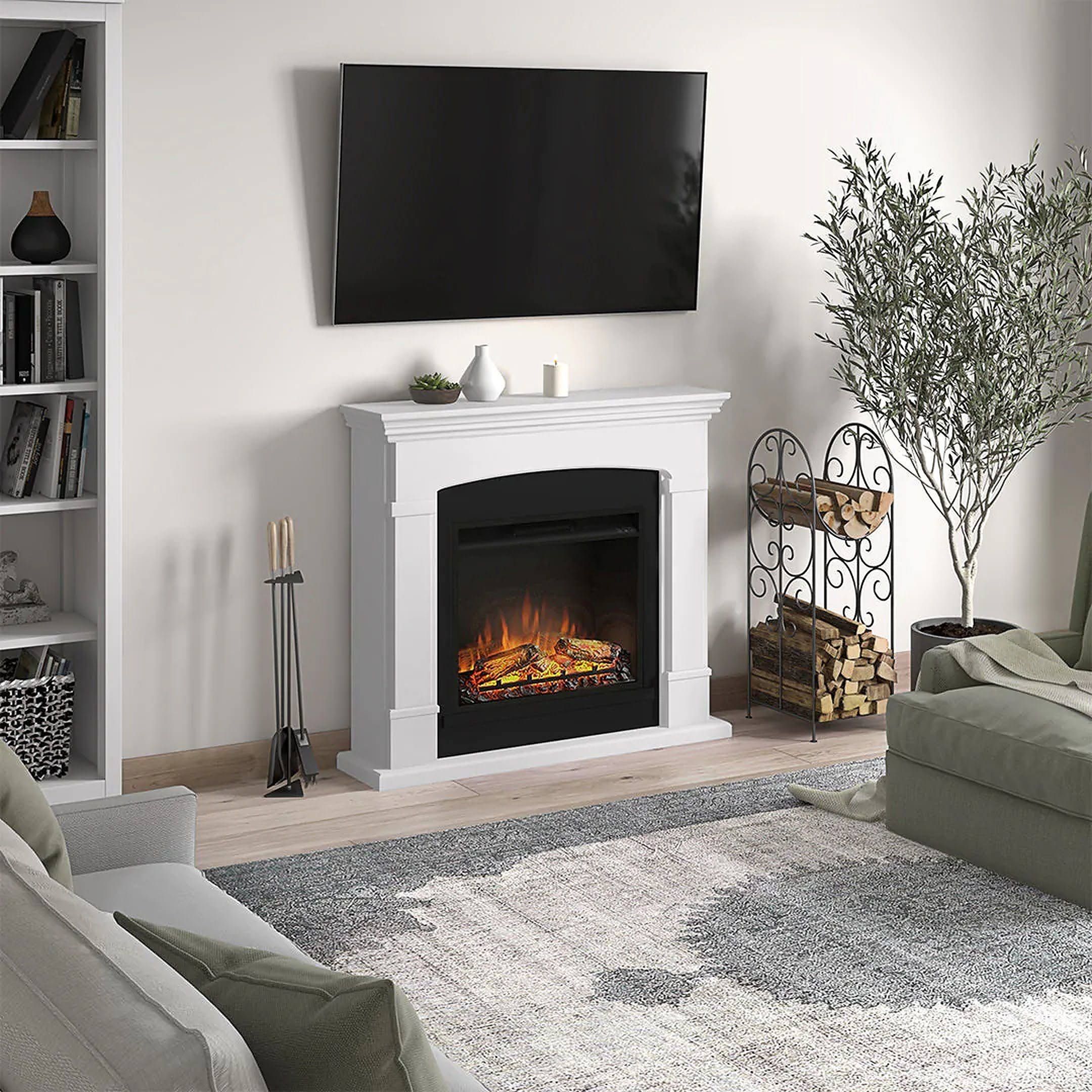 TAGU Elektrokamin Helmi Weiss mit 23 Zoll Powerflame 1500 Wh