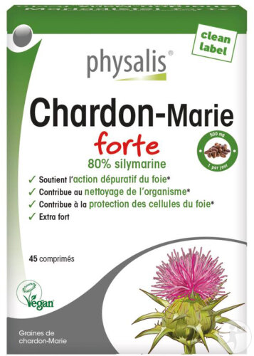 Physalis Chardon-Marie Forte Epuration Du Foie Végan 45 Comprimés