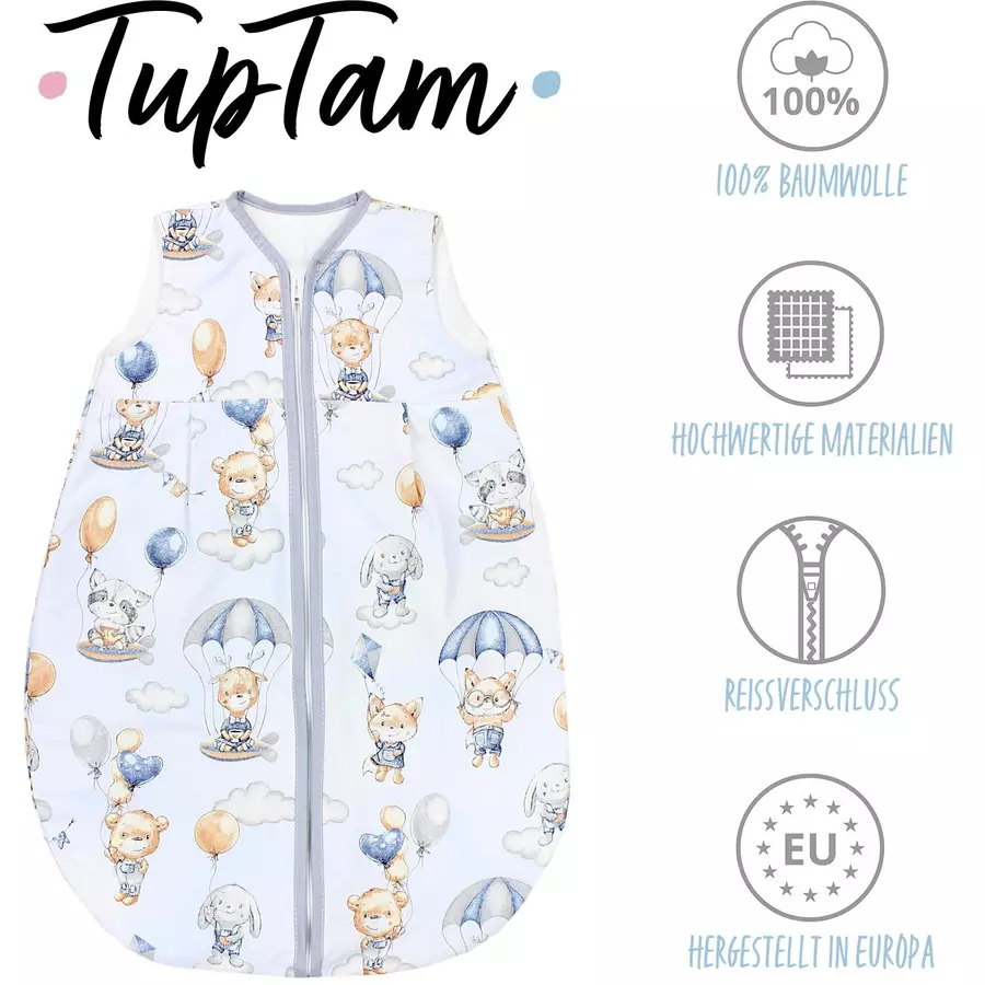 TupTam Baby Sommer Schlafsack Ärmellos Unwattiert blaubeige