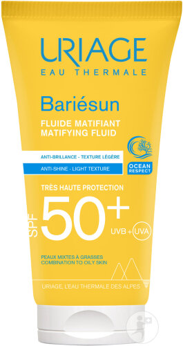 Uriage Bariésun Mat Fluide Matifiant IP50+ Très Haute Protection Visage Peaux Mixtes À Grasses 50ml