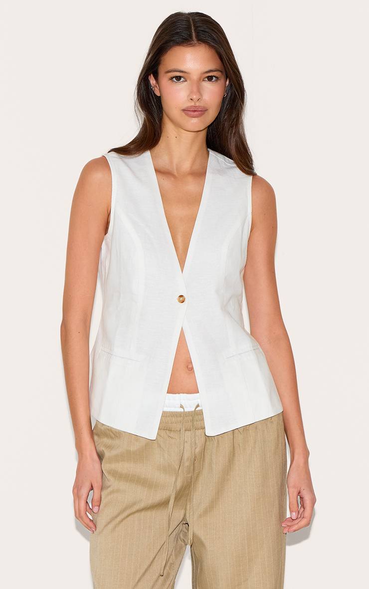 Blanc Gilet En Coton