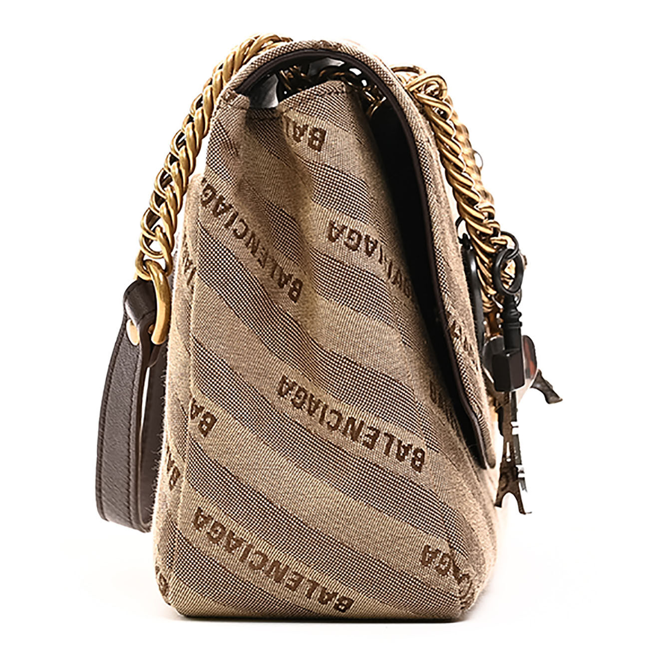 Balenciaga Sac bandoulière BB en Toile Charms Paris Monogramme beige - Très bon état - L.27 cm